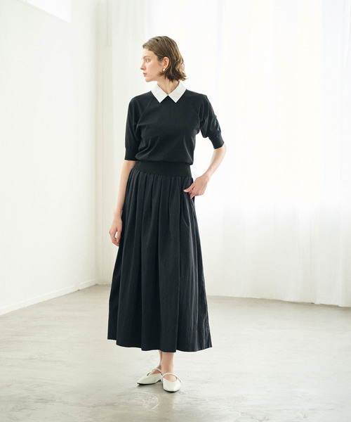 N.O.R.C（ノーク）の「撥水ランダムタックボリュームスカート【NYLON WATER PROOF】（スカート・レディース・チョコ/ブラック・M/S）」の5枚目の写真