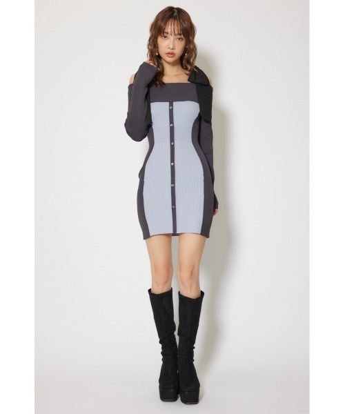rienda(リエンダ)の「バイカラーオフショルリボンニットミニワンピース 秋服 冬服(ワンピース・レディース・ベージュ/ブルー/レッド・FREE)」の10枚目の写真
