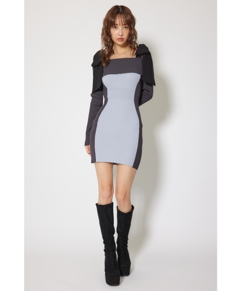 rienda(リエンダ)の「バイカラーオフショルリボンニットミニワンピース 秋服 冬服(ワンピース・レディース・ベージュ/ブルー/レッド・FREE)」の22枚目の写真