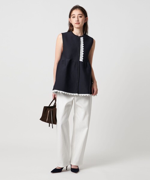 セール】レース ペプラム ニットベスト ‐ウォッシャブル‐（ニット