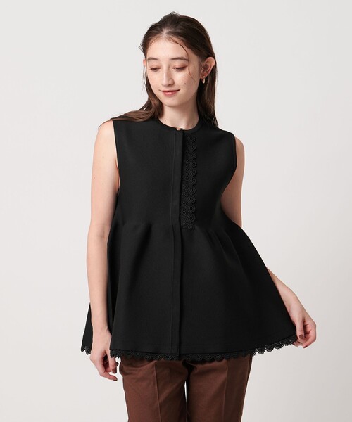 セール】レース ペプラム ニットベスト ‐ウォッシャブル‐（ニット