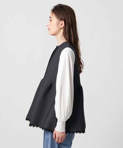 レース ペプラム ニットベスト ‐ウォッシャブル‐（ニット