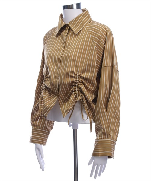 CLEAR BASIC（クリアベーシック）の「ダブルドロスト長袖シャツ[オフィスカジュアル 着回し抜群 大人]≪AW新作≫（シャツ/ブラウス・レディース・グレー/アイボリー/キャメル・F）」の4枚目の写真