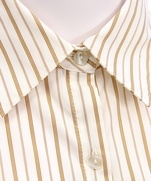 CLEAR BASIC（クリアベーシック）の「ダブルドロスト長袖シャツ[オフィスカジュアル 着回し抜群 大人]≪AW新作≫（シャツ/ブラウス・レディース・グレー/アイボリー/キャメル・F）」の14枚目の写真