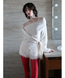 miies miim（ミーエスミーム）の「off shoulder drape tops（ニット/セーター）」