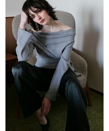 miies miim（ミーエスミーム）の「off shoulder drape tops（ニット/セーター）」