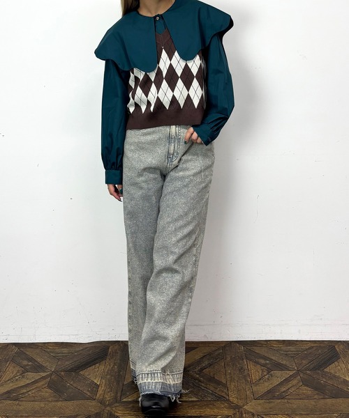 NICOLE CLUB(ニコル クラブ)の「ビッグカラーブラウス(シャツ/ブラウス・レディース・オフホワイト/サックスブルー/グリーン・MEDIUM)」の21枚目の写真