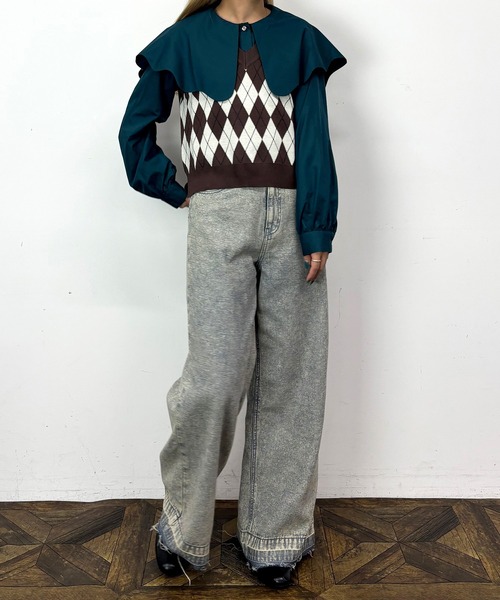 NICOLE CLUB(ニコル クラブ)の「ビッグカラーブラウス(シャツ/ブラウス・レディース・オフホワイト/サックスブルー/グリーン・MEDIUM)」の22枚目の写真