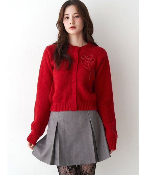 CALNAMUR(カルナムール)の「ニットエンブロイダリーカーディガン(ニット/セーター・レディース・レッド/ピンク/ブラック・FREE)」の19枚目の写真