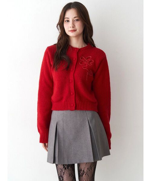 CALNAMUR(カルナムール)の「ニットエンブロイダリーカーディガン(ニット/セーター・レディース・レッド/ピンク/ブラック・FREE)」の21枚目の写真