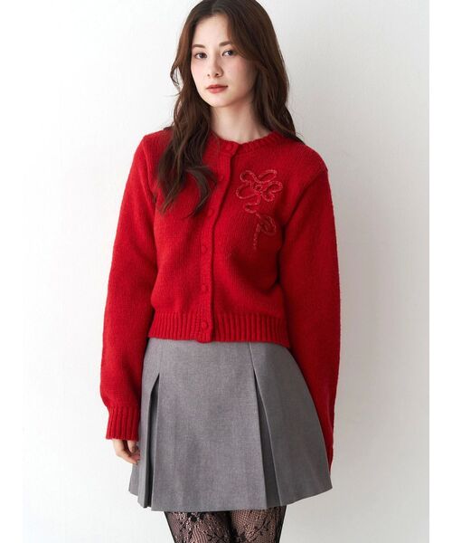 CALNAMUR(カルナムール)の「ニットエンブロイダリーカーディガン(ニット/セーター・レディース・レッド/ピンク/ブラック・FREE)」の22枚目の写真