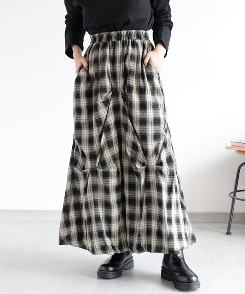 セール】〈セットアップ対応〉バルーンタックチェックスカート