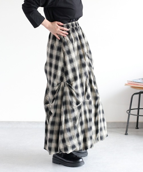 cepo（セポ）の「〈セットアップ対応〉バルーンタックチェックスカート（スカート・レディース・ブラック系/イエロー系・M）」の14枚目の写真