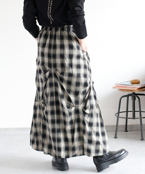 cepo（セポ）の「〈セットアップ対応〉バルーンタックチェックスカート（スカート・レディース・ブラック系/イエロー系・M）」の13枚目の写真