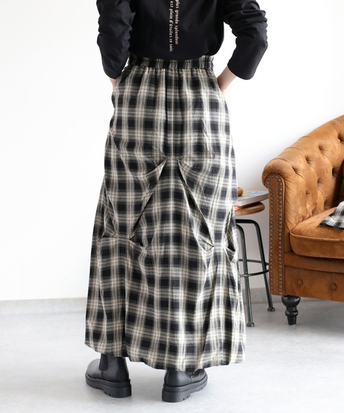 cepo（セポ）の「〈セットアップ対応〉バルーンタックチェックスカート（スカート・レディース・ブラック系/イエロー系・M）」の12枚目の写真