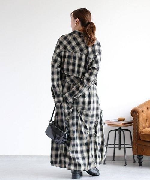 cepo（セポ）の「〈セットアップ対応〉バルーンタックチェックスカート（スカート・レディース・ブラック系/イエロー系・M）」の5枚目の写真