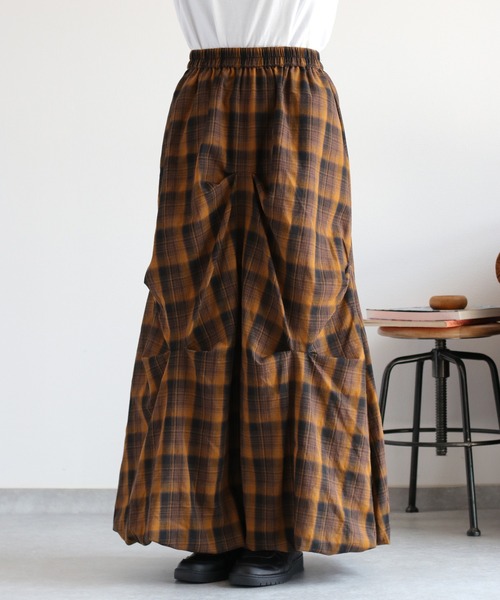 cepo（セポ）の「〈セットアップ対応〉バルーンタックチェックスカート（スカート・レディース・ブラック系/イエロー系・M）」の22枚目の写真