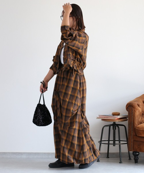 cepo（セポ）の「〈セットアップ対応〉バルーンタックチェックスカート（スカート・レディース・ブラック系/イエロー系・M）」の20枚目の写真