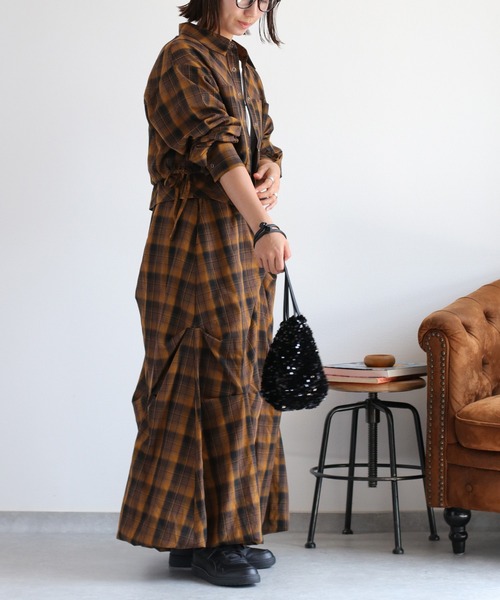 cepo（セポ）の「〈セットアップ対応〉バルーンタックチェックスカート（スカート・レディース・ブラック系/イエロー系・M）」の21枚目の写真