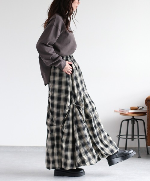 cepo（セポ）の「〈セットアップ対応〉バルーンタックチェックスカート（スカート・レディース・ブラック系/イエロー系・M）」の8枚目の写真