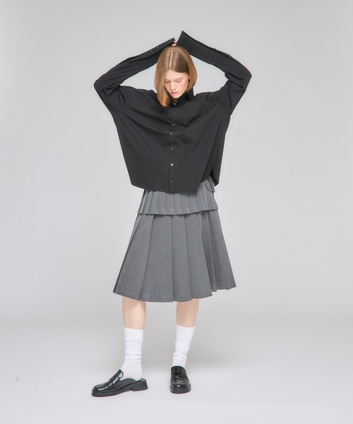 Nora Lily elle(ノラリリーエル)の「【Nora Lily】「elle」Middle Length Pleated Skirt(スカート・レディース・ネイビー/グレー/ブラック・FREE)」の11枚目の写真