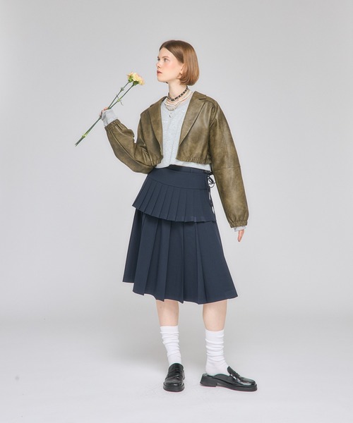 Nora Lily elle(ノラリリーエル)の「【Nora Lily】「elle」Middle Length Pleated Skirt(スカート・レディース・ネイビー/グレー/ブラック・FREE)」の21枚目の写真