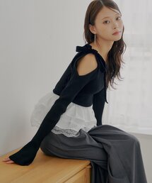 ワンショルデザインリブニット