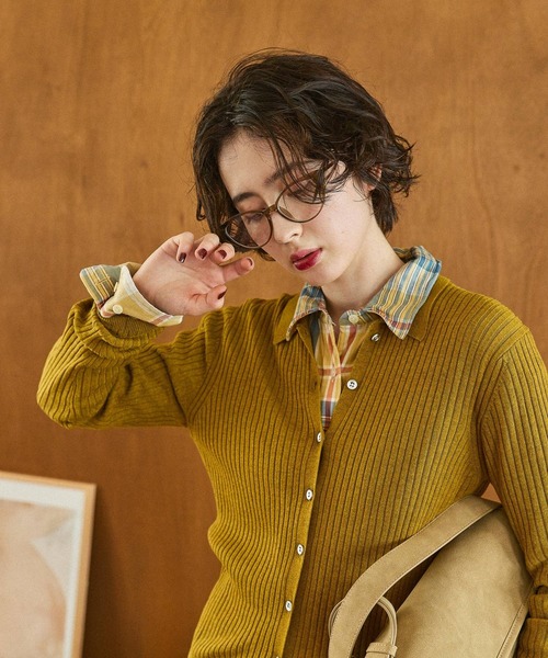 niko and...（ニコアンド）の「ソフトリブメランジポロカーディガン（カーディガン/ボレロ・レディース・マスタード/レッド/ブラウン・FREE）」の3枚目の写真