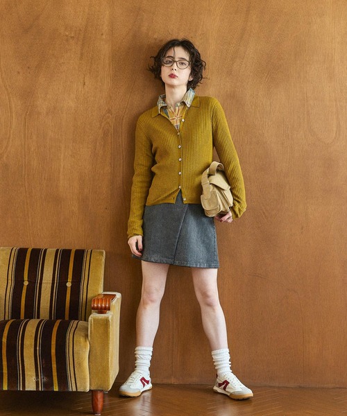 セール】ソフトリブメランジポロカーディガン（カーディガン/ボレロ