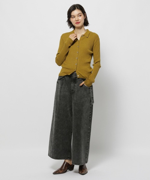 セール】ソフトリブメランジポロカーディガン（カーディガン/ボレロ