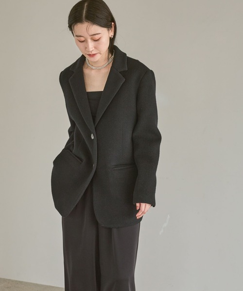 A part by（アパートバイ）の「スーパー140ブレンドジャケット（Tシャツ/カットソー・レディース・ベージュ/ブラック・FREE）」の14枚目の写真