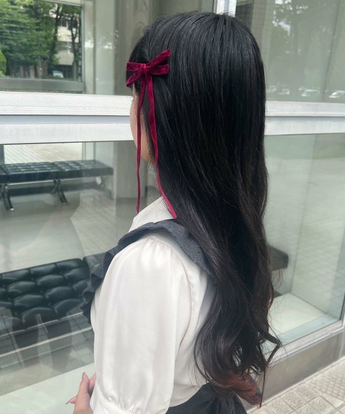 F i.n.t(フィント)の「ロングベロアリボンヘアクリップセット(バレッタ/ヘアクリップ・レディース・ライトピンク/レッド/ブラック・FREE)」の6枚目の写真
