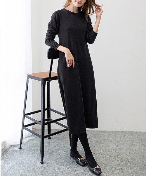 maison de LATIR（メゾンドラティール）の「ラフに着られてお洒落に決まるシンプルワンピース（ワンピース・レディース・ダークブラウン/ネイビー/ブラック・L）」の5枚目の写真