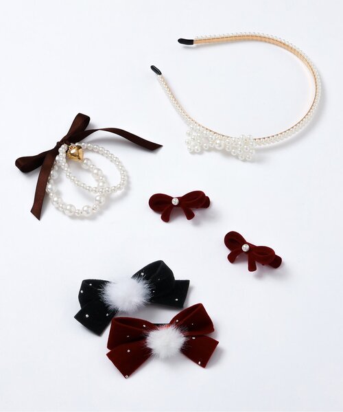 apres les cours（アプレレクール）の「リボン付きパールブレスレット（ブレスレット・キッズ・ブラウン・FREE）」の3枚目の写真