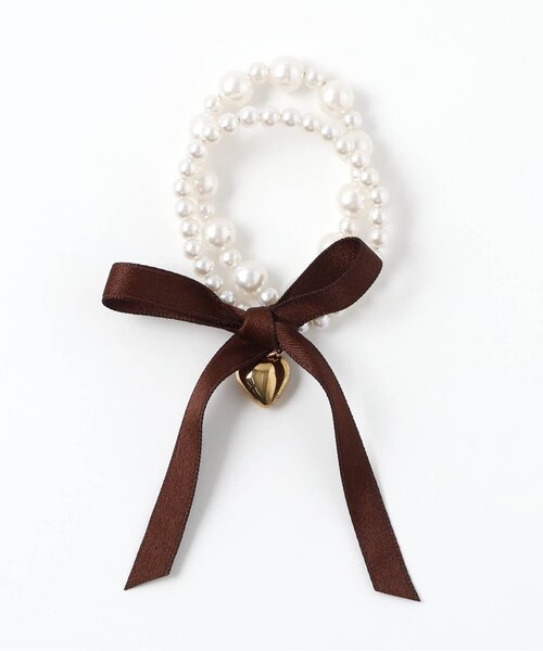 apres les cours（アプレレクール）の「リボン付きパールブレスレット（ブレスレット・キッズ・ブラウン・FREE）」の4枚目の写真
