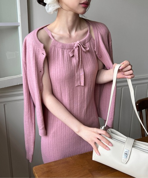 Snidel カーディガン&タンクワンピースセット　ピンク Snidel カーディガン&タンクワンピースセット ピンク Snidel