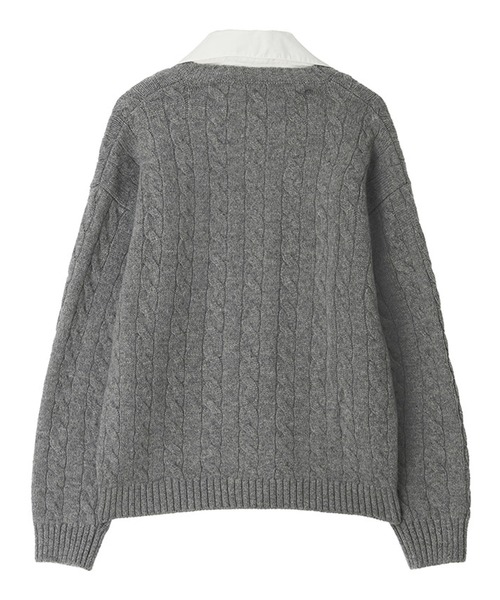 Kijun(キジュン)の「【NYLON JP 1月号 掲載】Kijun/キジュン Shirt Collar V-Neck Knit メリノウール ケーブル編み 襟付きニット 冬服(ニット/セーター・レディース・ネイビー/ミックスグレー・S/M)」の20枚目の写真