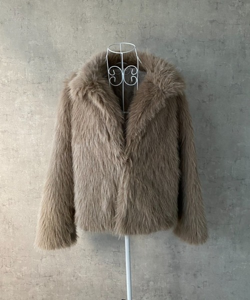 lilful（リルフル）の「シャギーファーカラーボリュームショートジャケット（ブルゾン・レディース・ブラウン・F）」の15枚目の写真