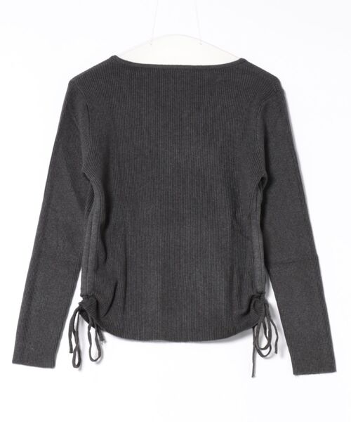 Lace Ladies(レースレディース)の「レイヤード風 サイドリボン リブ ニット プルオーバー(Tシャツ/カットソー・レディース・ブラウン/ネイビー/ブラック/アイボリー/グレー・FREE)」の6枚目の写真