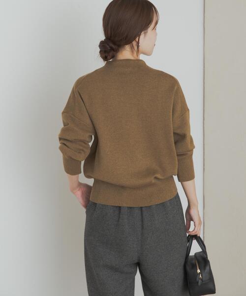 美品★慈雨　マルチカラー ボトルネックニット アシンメトリー 40 ElegChic ニット セーター レイヤード風アシンメトリーニット