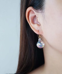 jolie minette/シンプル 水入りオーロラガラスドーム フックピアス/アレルギー対応