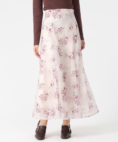 31 Sons de mode（トランテアン　ソン　ドゥ　モード）の「2025秋冬新作 シアーフラワープリントスカート（スカート・レディース・ブラック/ピンク・S/M）」の2枚目の写真