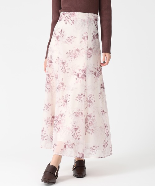 31 Sons de mode（トランテアン　ソン　ドゥ　モード）の「2025秋冬新作 シアーフラワープリントスカート（スカート・レディース・ブラック/ピンク・S/M）」の4枚目の写真