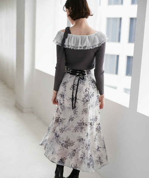 31 Sons de mode（トランテアン　ソン　ドゥ　モード）の「2025秋冬新作 シアーフラワープリントスカート（スカート・レディース・ブラック/ピンク・S/M）」の19枚目の写真