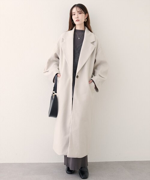 natural couture（ナチュラルクチュール）の「ニットモッサ袖タックチェスターコート（チェスターコート・レディース・ブラウン/キャメル/ブルー/ブラック/アイボリー・FREE）」の9枚目の写真