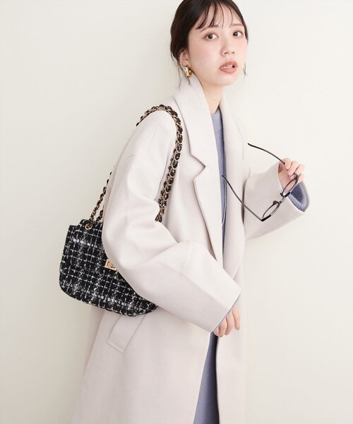 natural couture（ナチュラルクチュール）の「ニットモッサ袖タックチェスターコート（チェスターコート・レディース・ブラウン/キャメル/ブルー/ブラック/アイボリー・FREE）」の11枚目の写真