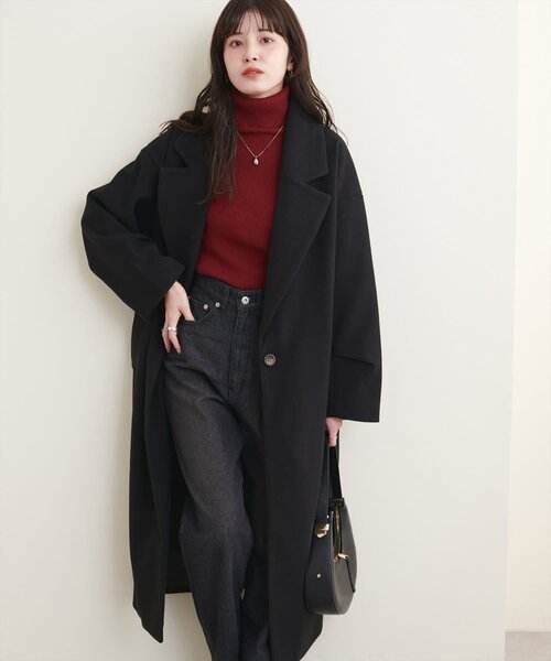 natural couture（ナチュラルクチュール）の「ニットモッサ袖タックチェスターコート（チェスターコート・レディース・ブラウン/キャメル/ブルー/ブラック/アイボリー・FREE）」の16枚目の写真