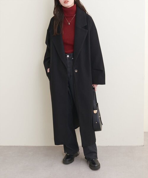 natural couture（ナチュラルクチュール）の「ニットモッサ袖タックチェスターコート（チェスターコート・レディース・ブラウン/キャメル/ブルー/ブラック/アイボリー・FREE）」の17枚目の写真