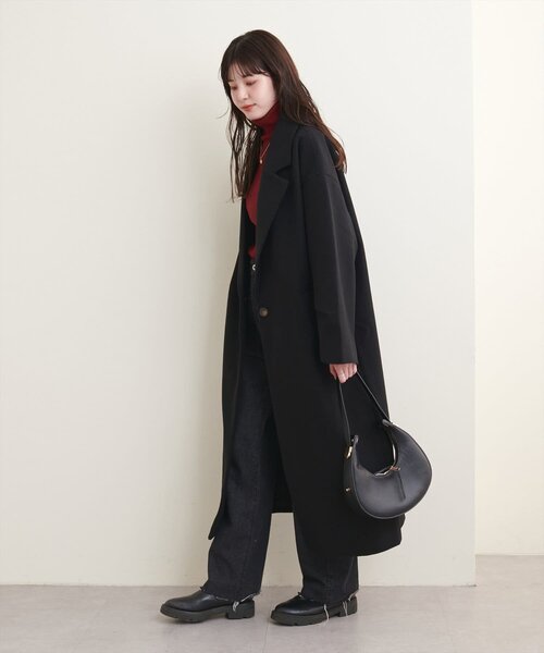 セール】ニットモッサ袖タックチェスターコート（チェスターコート