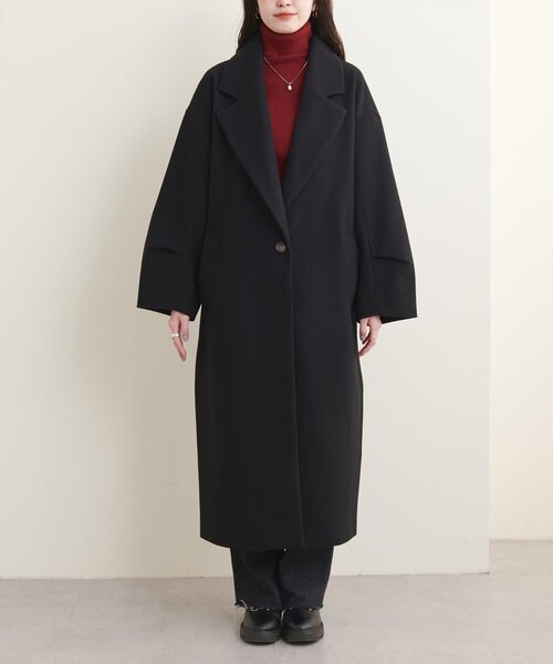 natural couture（ナチュラルクチュール）の「ニットモッサ袖タックチェスターコート（チェスターコート・レディース・ブラウン/キャメル/ブルー/ブラック/アイボリー・FREE）」の19枚目の写真